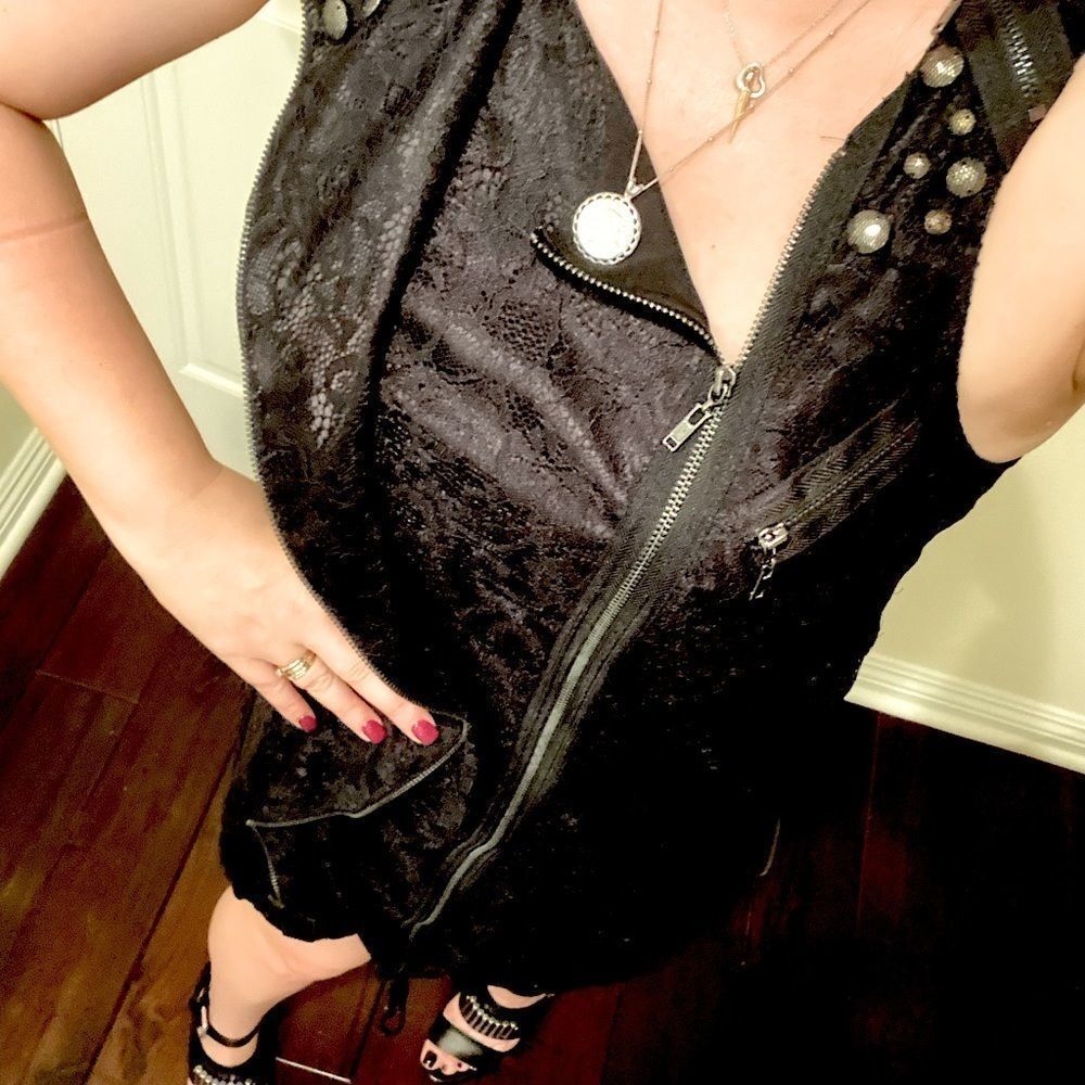 Bebe Y2K Lace Moto Dress